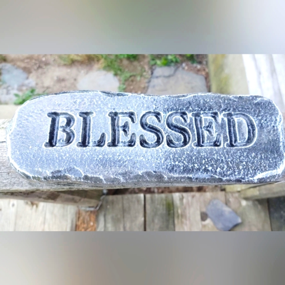 Gray 'Blessed' Stone Decor